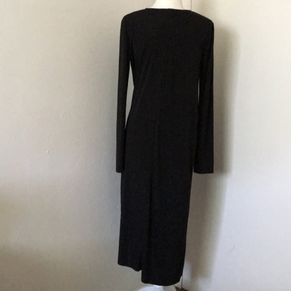 Zara tie front asymmetrical midi slit dress LBD slinky knit stretch size L - Picture 7 of 8